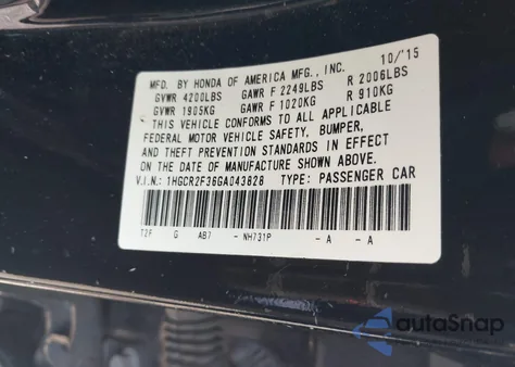 2016 Honda Accord Lx from USA, damaged, VIN 1HGCR2F36GA043828